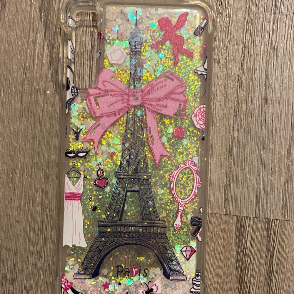 Glitter Eiffel Tower Phone Case - Pink and Gold